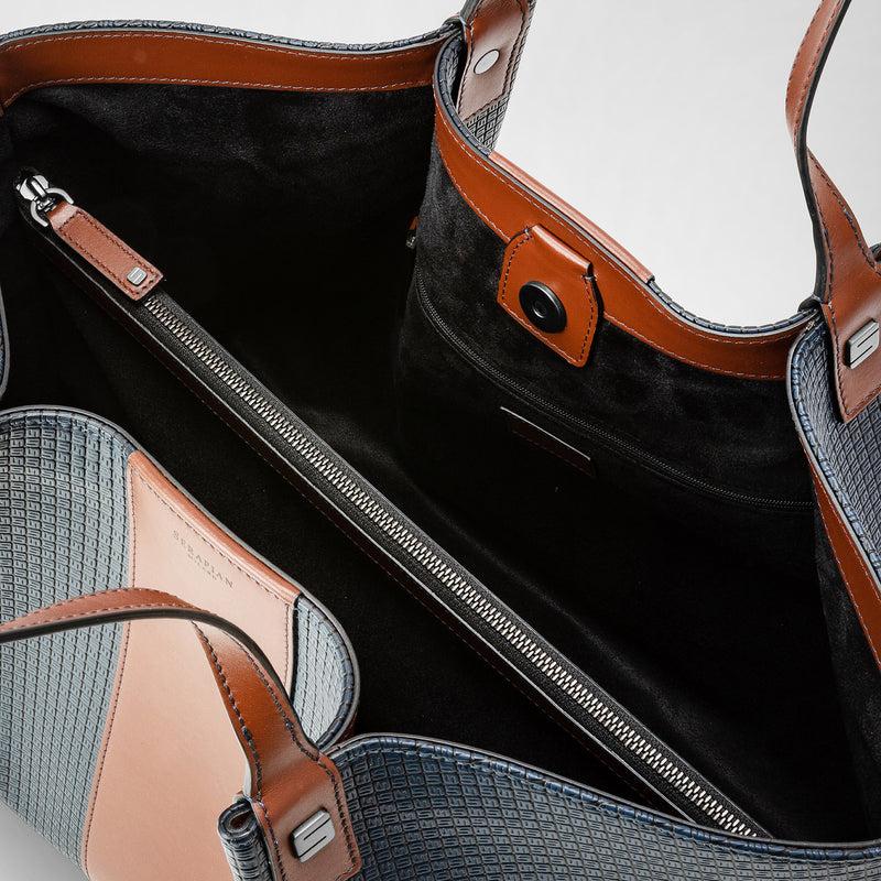 Serapian Borsa shopping secret stepan 72 blu oceano-cuoio Convenienza