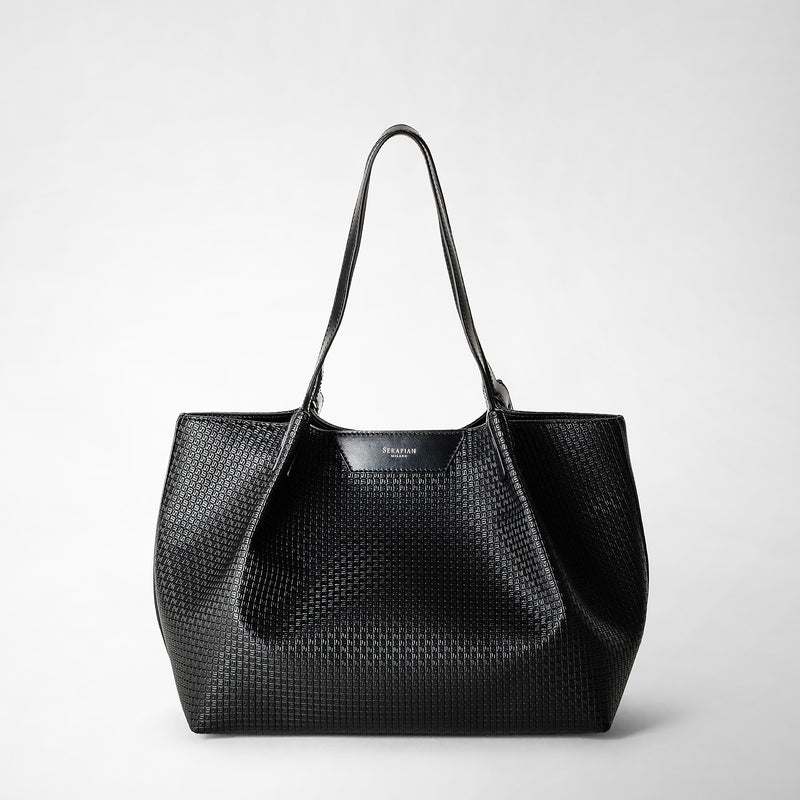 Serapian Tote bag secret piccola stepan nero-nero eclissi Ultimo giorno
