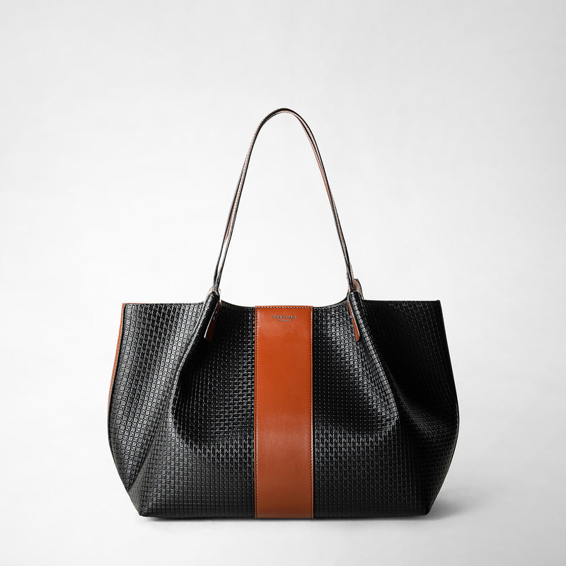 Serapian Borsa shopping secret piccola in stepan 72 nero-cuoio Sconto