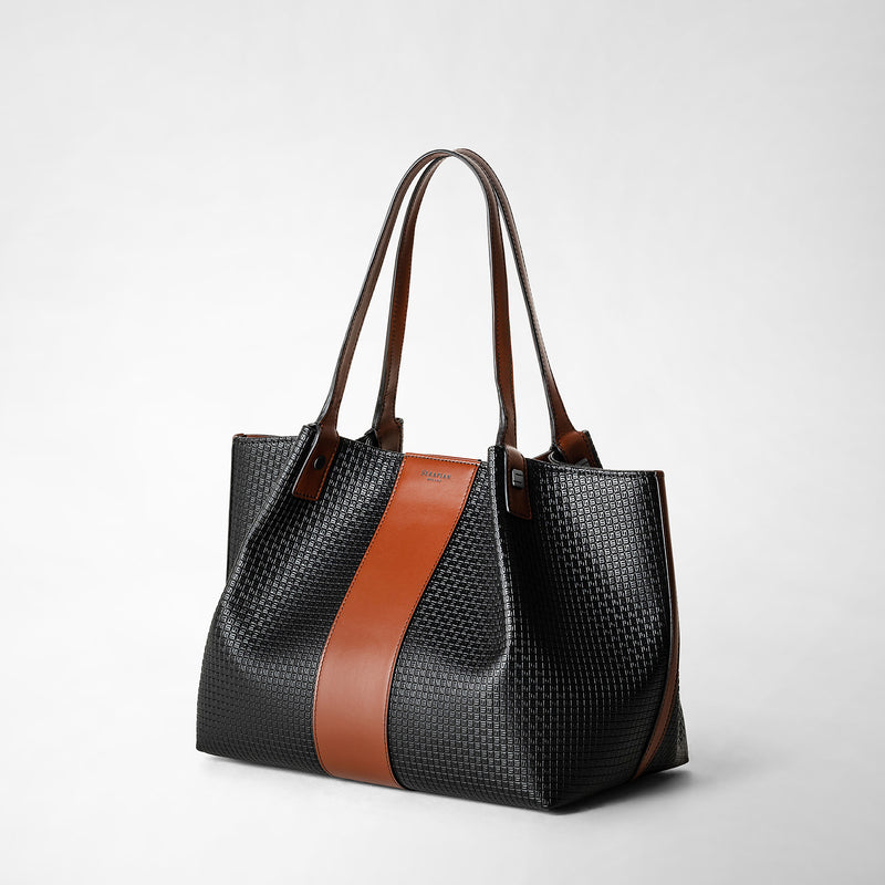 Serapian Borsa shopping secret piccola in stepan 72 nero-cuoio Sconto