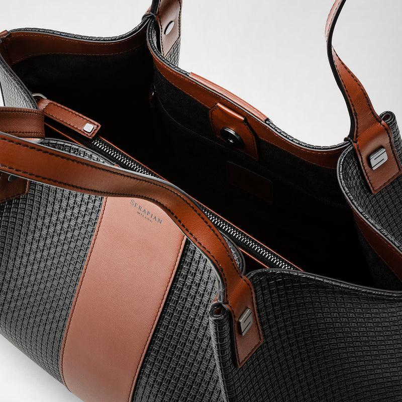 Serapian Borsa shopping secret piccola in stepan 72 nero-cuoio Sconto