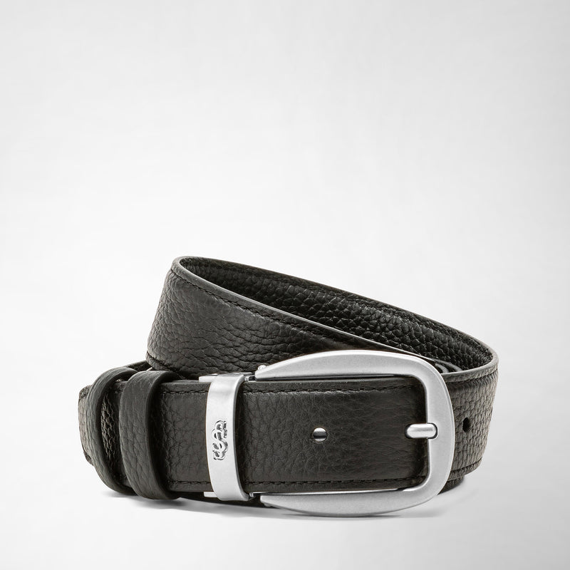 Serapian Cintura reversibile in pelle cachemire nero-navy Offerta