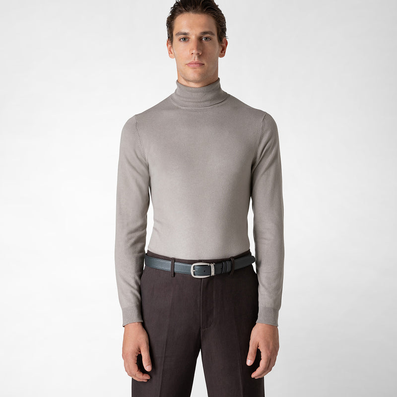 Serapian Cintura reversibile in pelle cachemire nero-navy Offerta