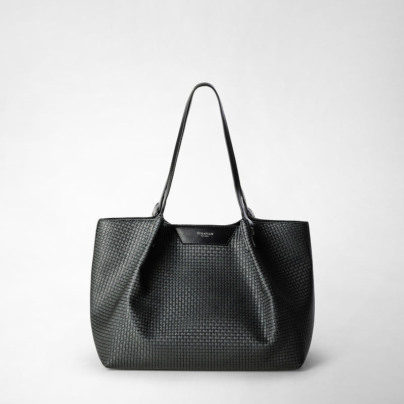 Serapian Tote bag secret piccola in stepan asfalto-nero Economico