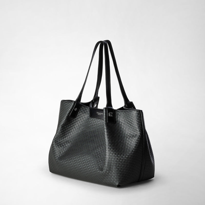 Serapian Tote bag secret piccola in stepan asfalto-nero Economico