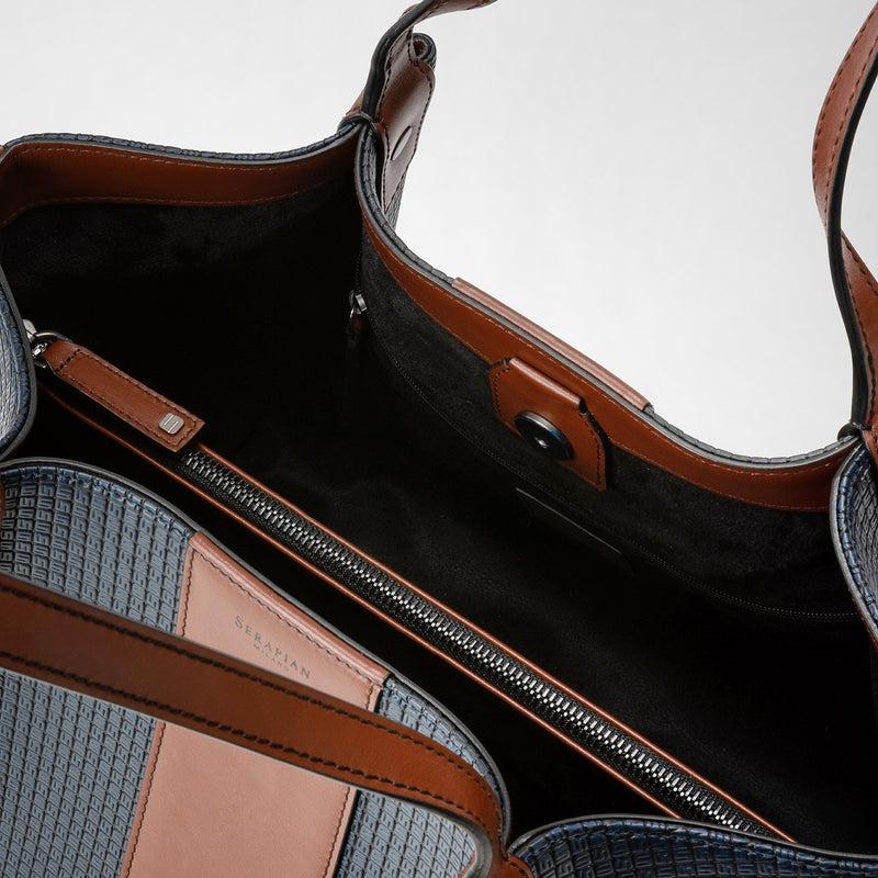 Serapian Borsa shopping secret piccola stepan 72 blu -cuoio Online