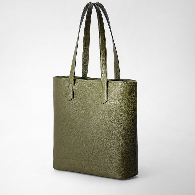Serapian Day tote bag in cachemire leather olive green Vendita Calda
