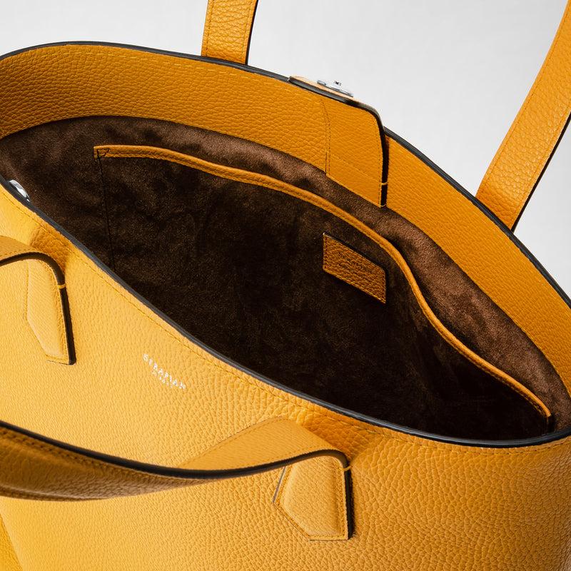 Serapian Day tote bag in cachemire leather ochre Vendita Economica