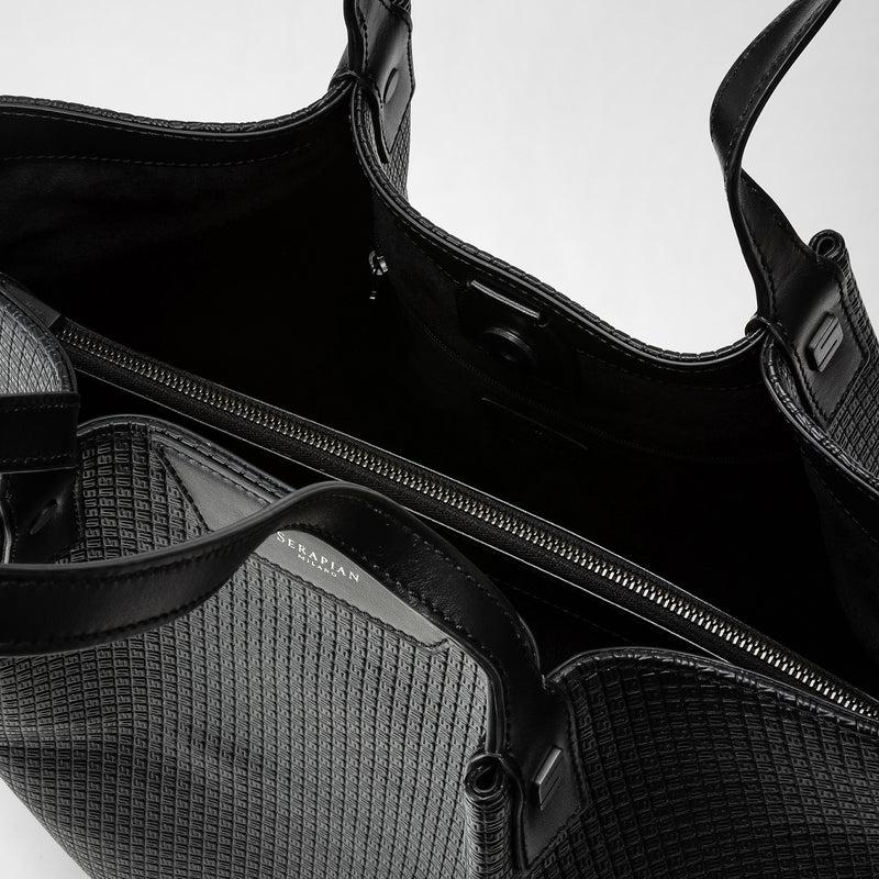 Serapian Vertical secret tote bag stepan nero-nero eclissi Saldi Di Fabbrica
