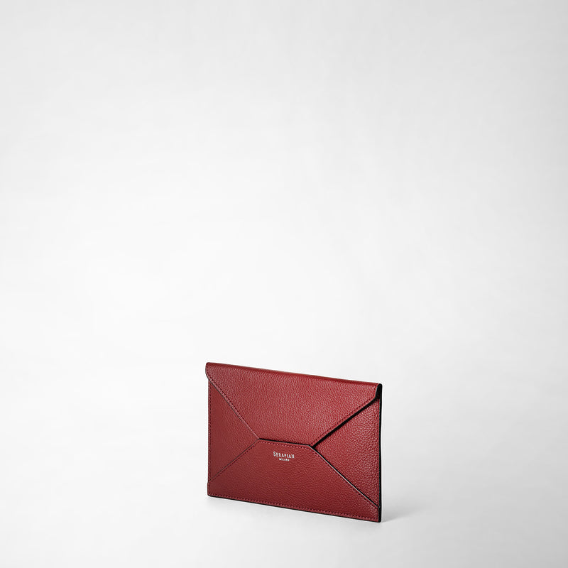 Serapian Pouch in pelle rugiada burgundy In Saldo