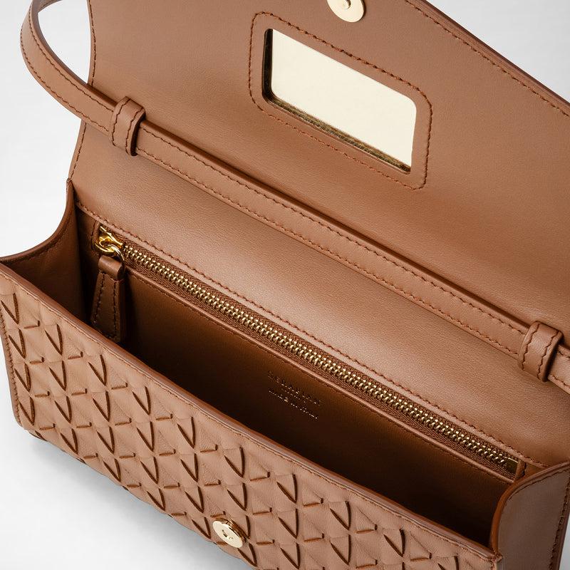 Serapian Clutch with shoulder strap in mosaico tan 2025