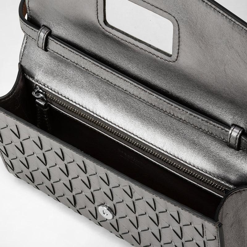Serapian Clutch with shoulder strap in mosaico ruthenium Italy