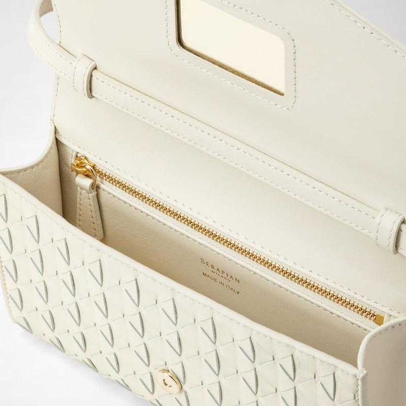 Serapian Clutch con tracolla in mosaico panna Italia