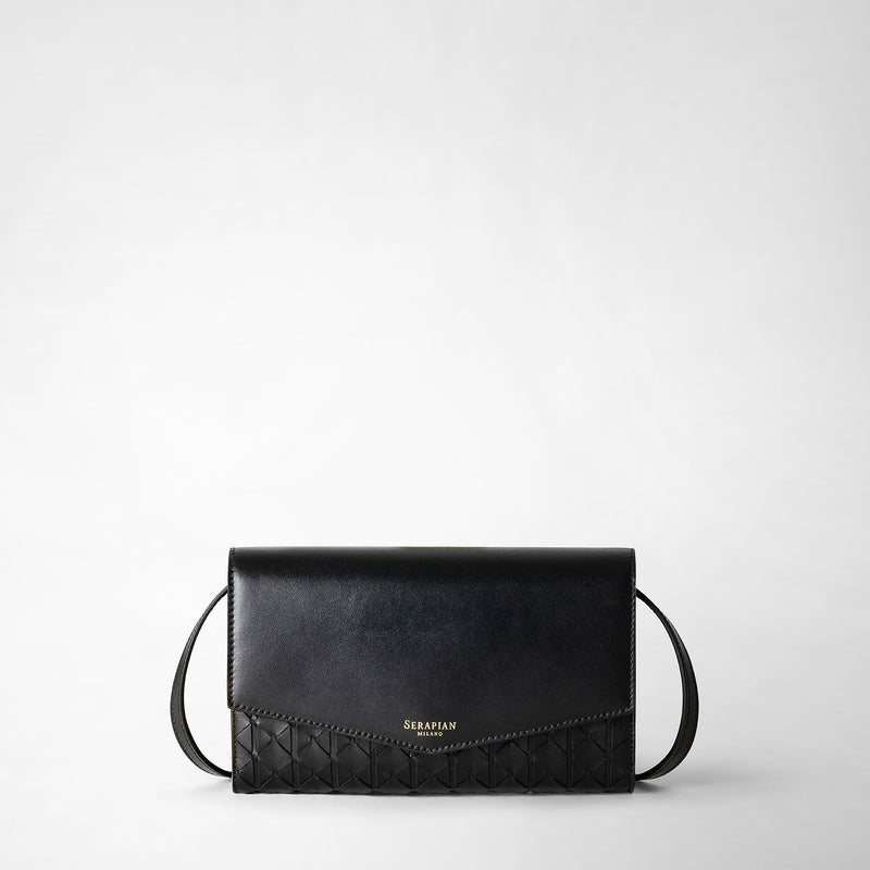 Serapian Clutch con tracolla in mosaico nero Nuovo