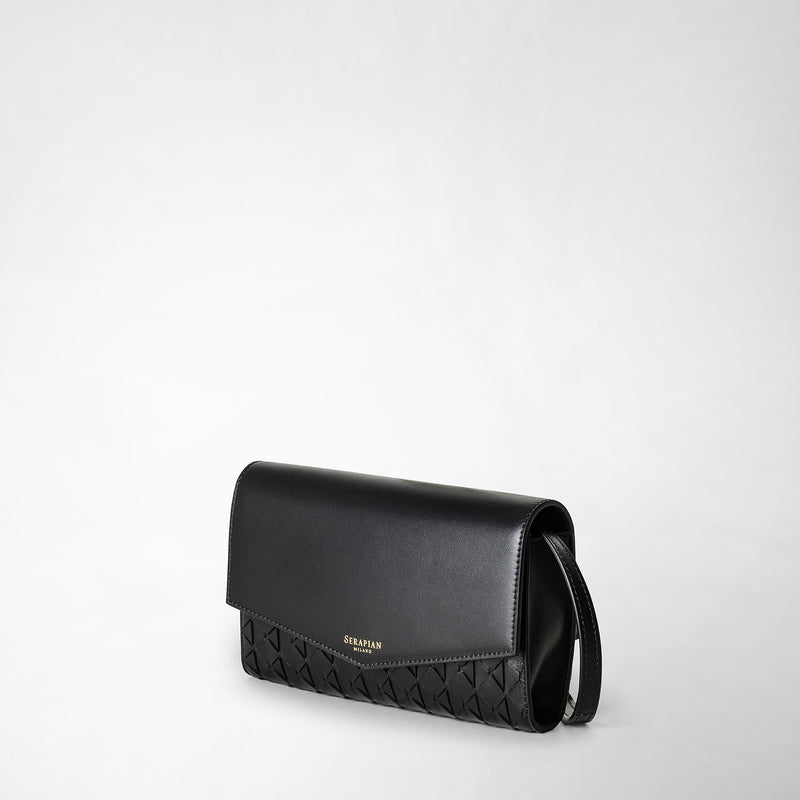 Serapian Clutch con tracolla in mosaico nero Nuovo