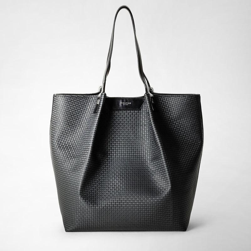 Serapian Vertical secret tote bag in stepan asfalto-nero Soddisfazione Garantita