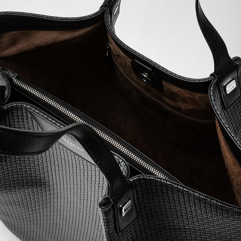 Serapian Vertical secret tote bag in stepan asfalto-nero Soddisfazione Garantita