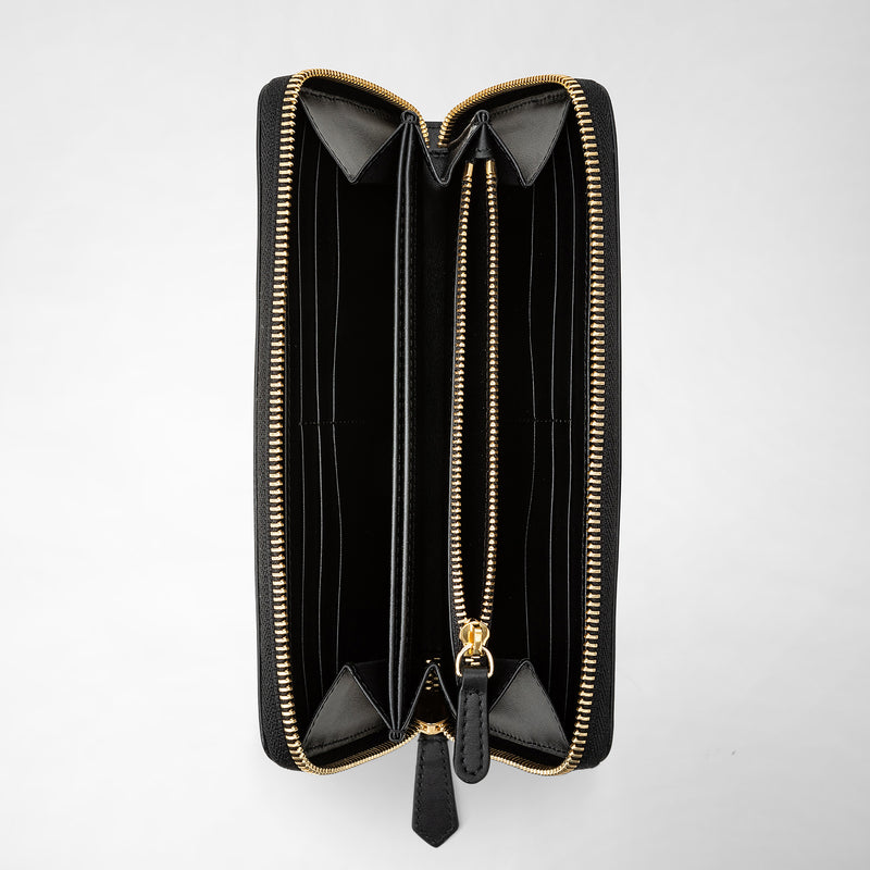 Serapian Portafoglio con zip in mosaico nero-panna Hotsell