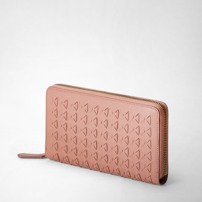 Serapian Portafoglio con zip in mosaico blush Vendita Calda