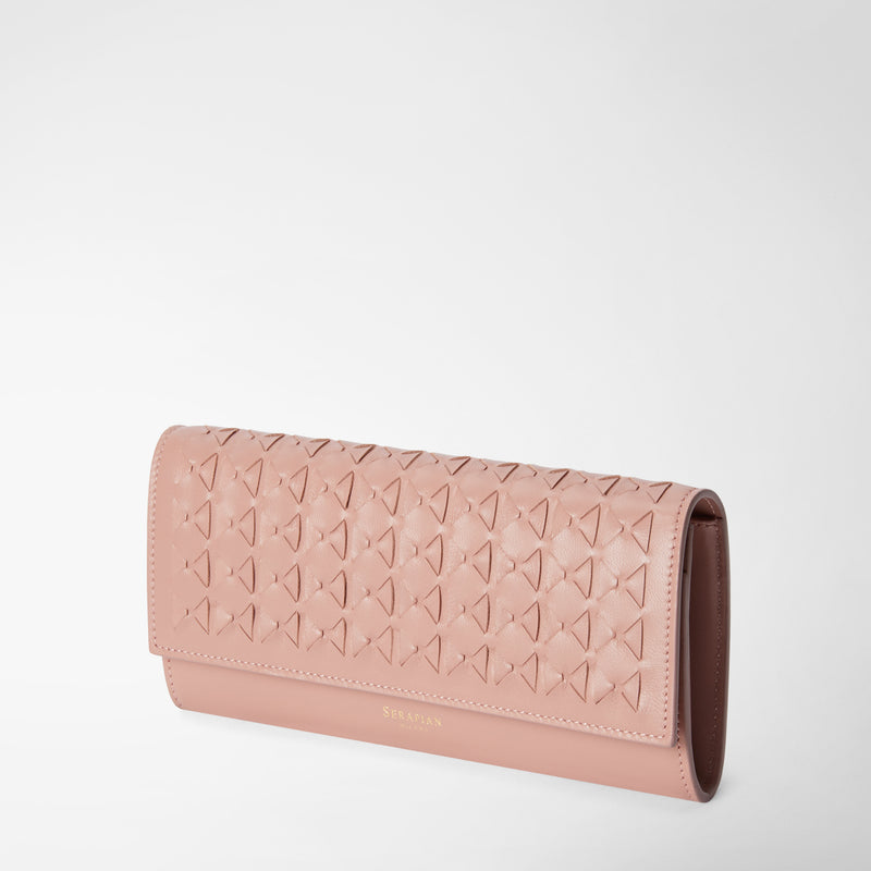 Serapian Portafoglio continental in mosaico blush Vendita Economica