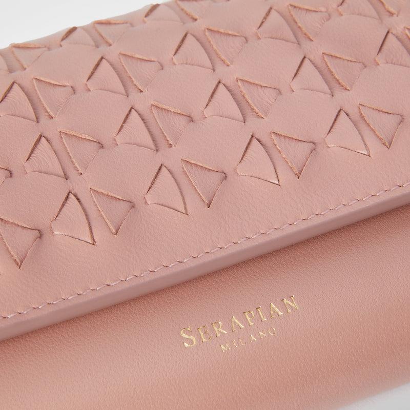 Serapian Portafoglio continental in mosaico blush Vendita Economica