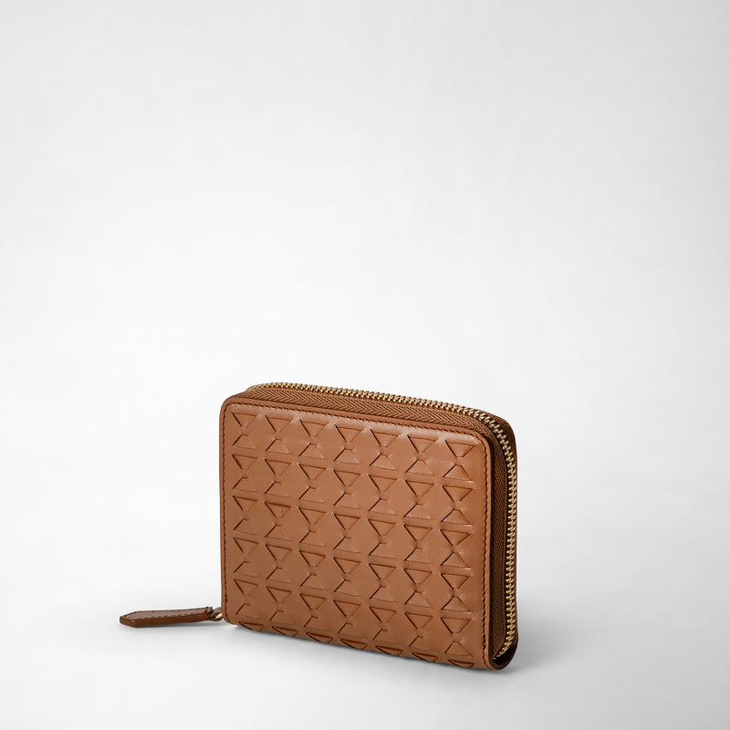 Serapian Mini zip wallet in mosaico tan In Linea