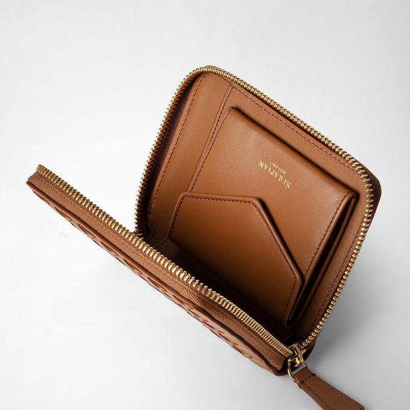 Serapian Mini zip wallet in mosaico tan In Linea
