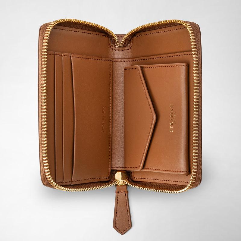 Serapian Mini zip wallet in mosaico tan In Linea