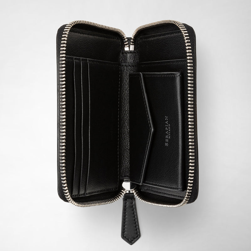 Serapian Portafoglio mini con zip in mosaico nero-panna Promozione