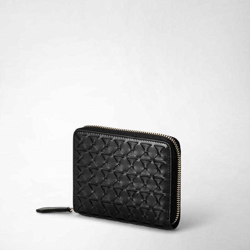 Serapian Portafoglio mini con zip in mosaico nero Spedizione Gratuita