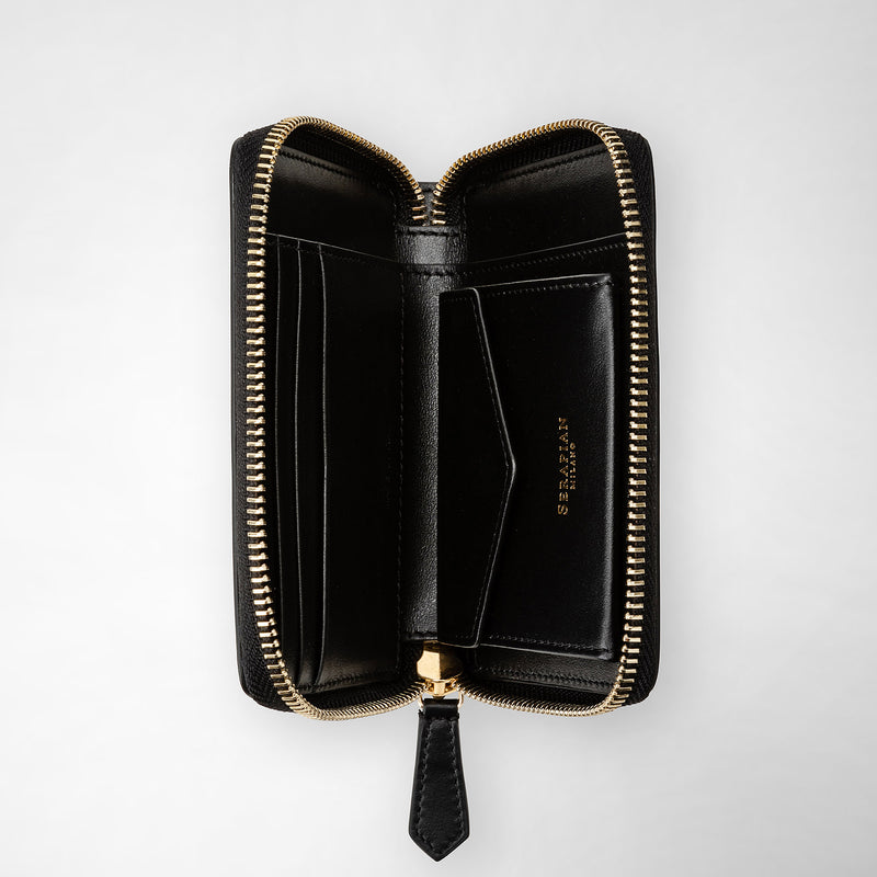 Serapian Portafoglio mini con zip in mosaico nero Spedizione Gratuita