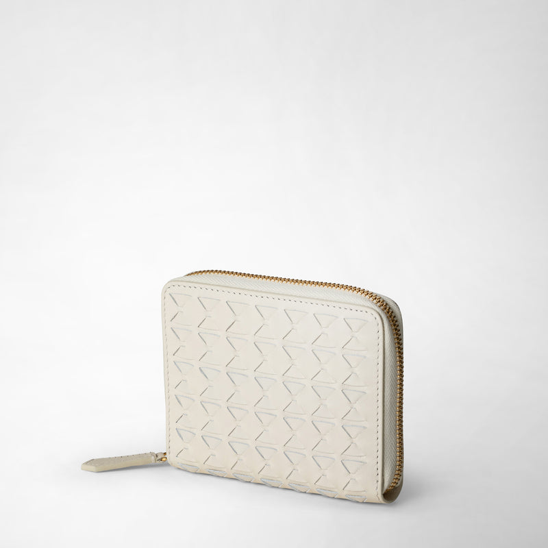 Serapian Portafoglio mini con zip in mosaico panna Fornitura limitata
