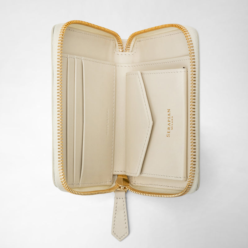 Serapian Portafoglio mini con zip in mosaico panna Fornitura limitata