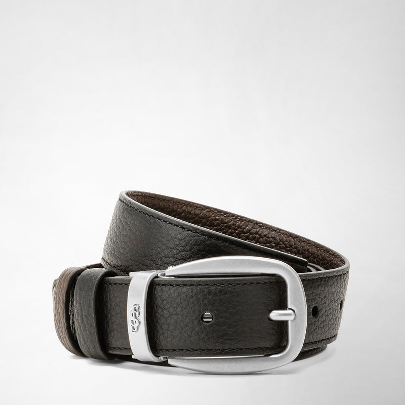 Serapian Cintura reversibile in pelle cachemire nero-espresso Offerta Giorno del Papà
