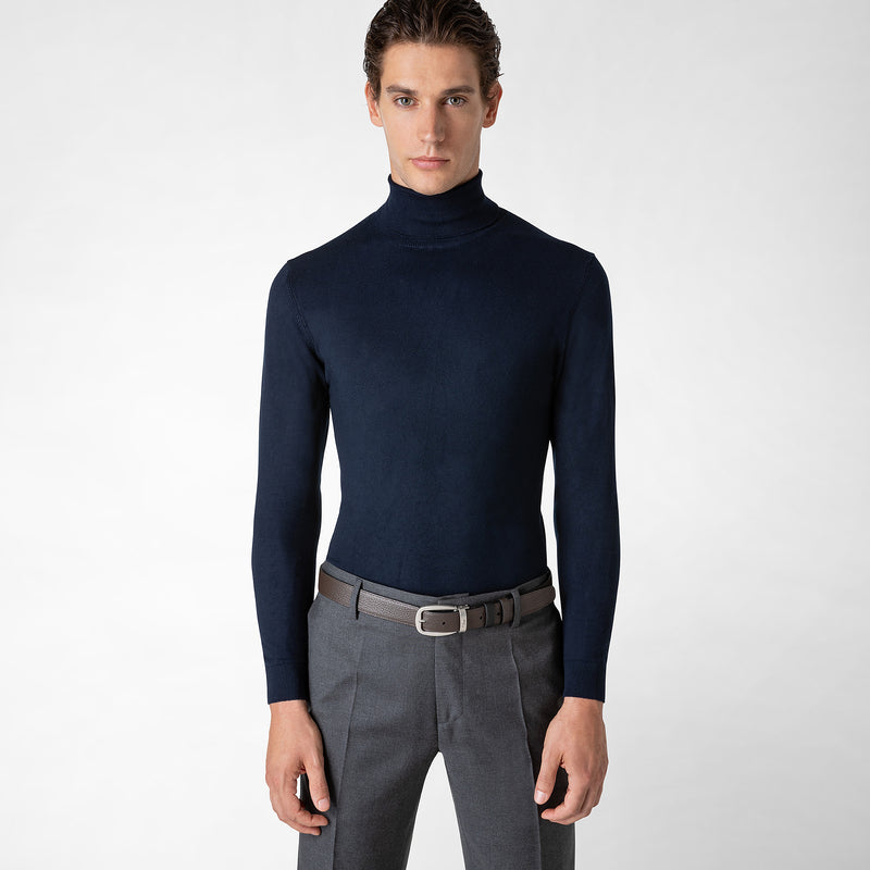 Serapian Cintura reversibile in pelle cachemire nero-espresso Offerta Giorno del Papà