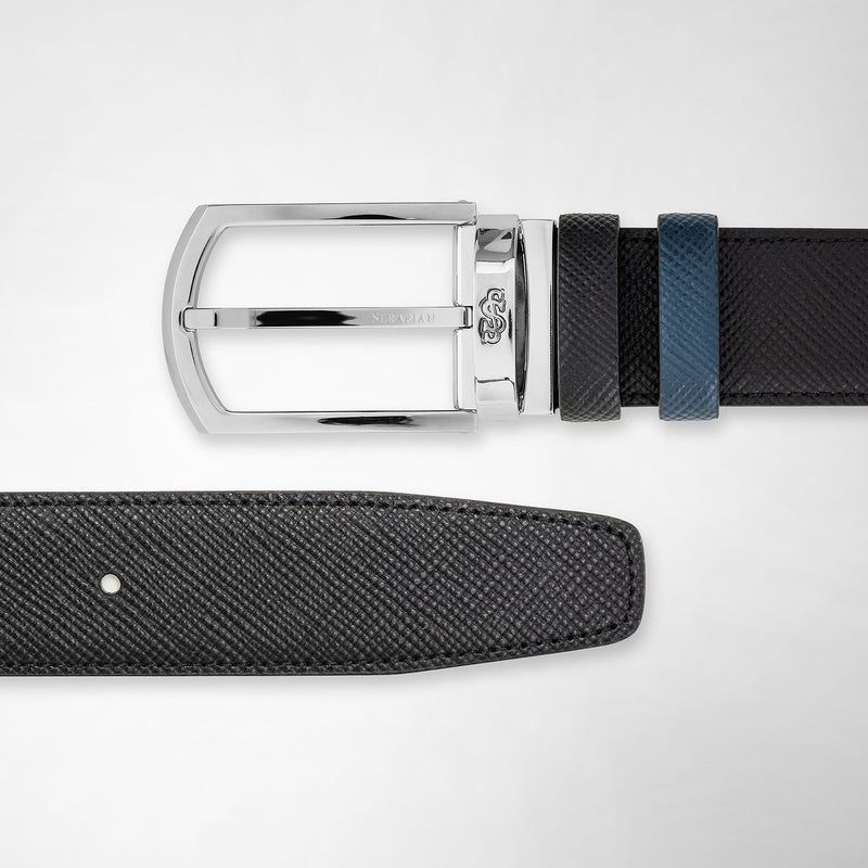 Serapian Cintura reversibile in pelle evoluzione nero-blu Offerta Anniversario