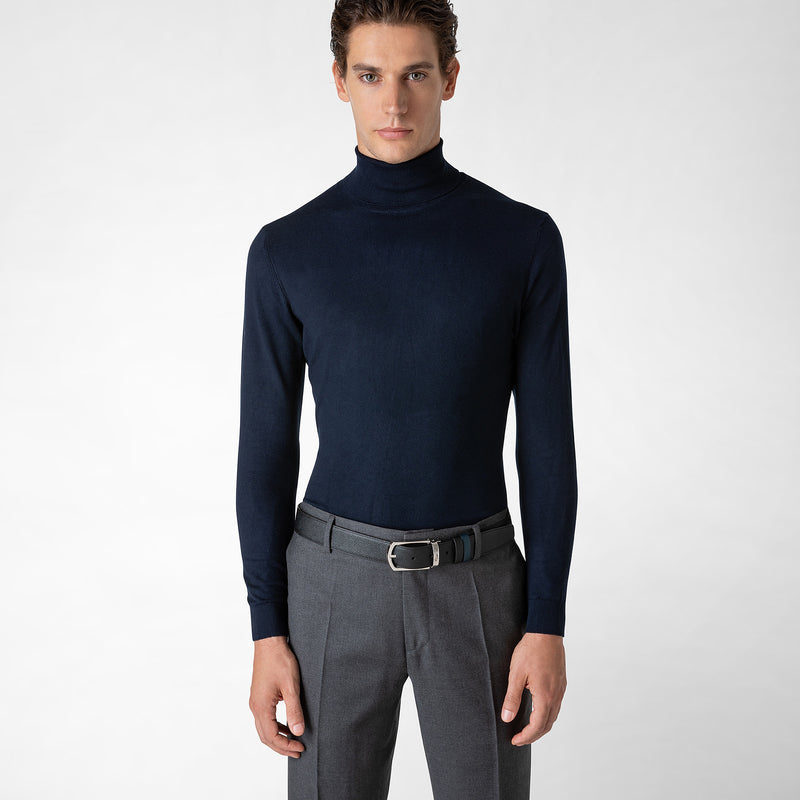 Serapian Cintura reversibile in pelle evoluzione nero-blu Offerta Anniversario