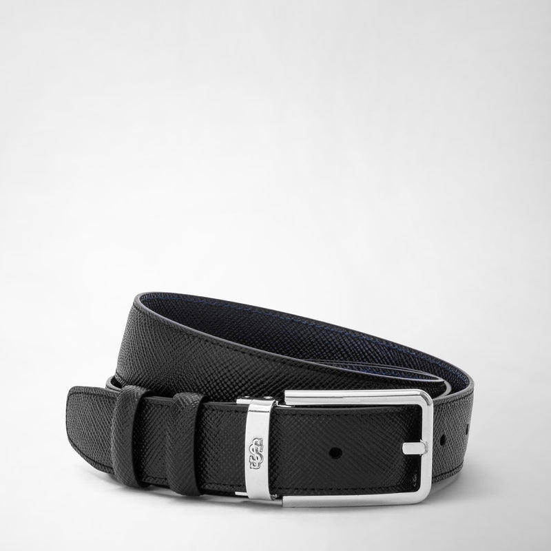 Serapian Reversible belt in evoluzione leather black navy blue Smaltimento dello stoccaggio