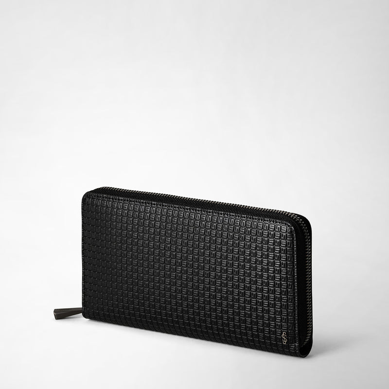 Serapian Portafoglio con zip in stepan nero-nero eclissi Vendita calda