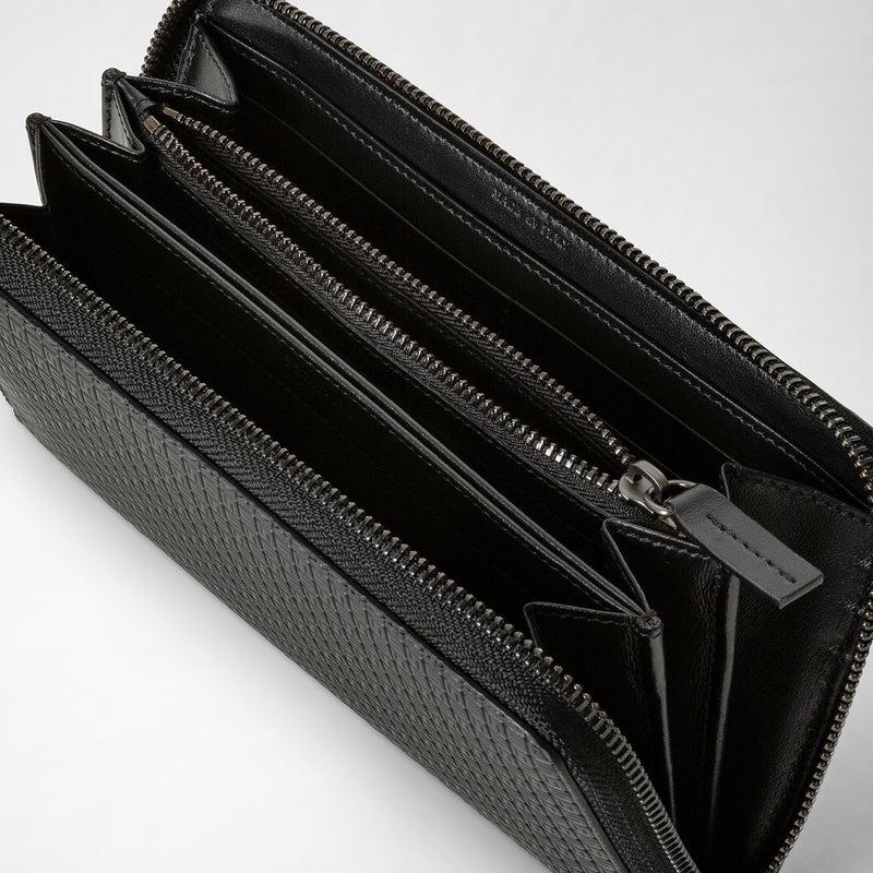 Serapian Portafoglio con zip in stepan nero-nero eclissi Vendita calda