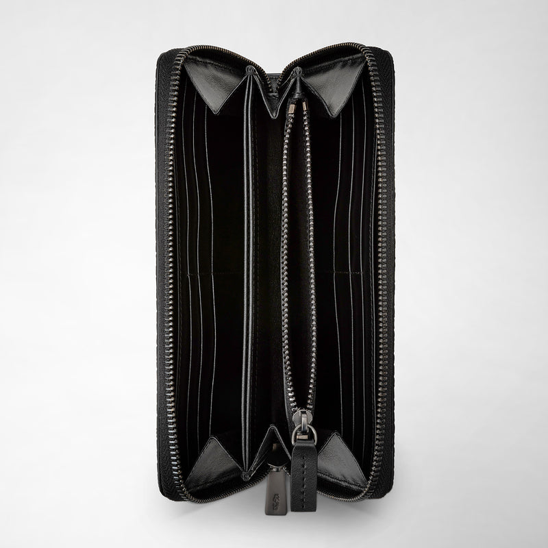 Serapian Portafoglio con zip in stepan nero-nero eclissi Vendita calda