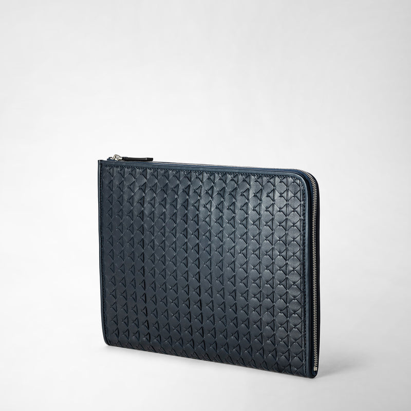 Serapian Compact document folio in mosaico navy blue Online Outlet