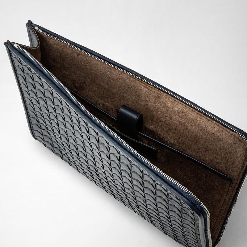 Serapian Compact document folio in mosaico navy blue Online Outlet