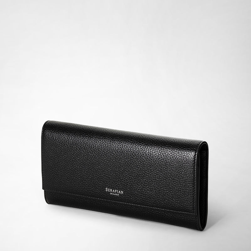 Serapian Portafoglio continental in pelle rugiada nero Bestseller