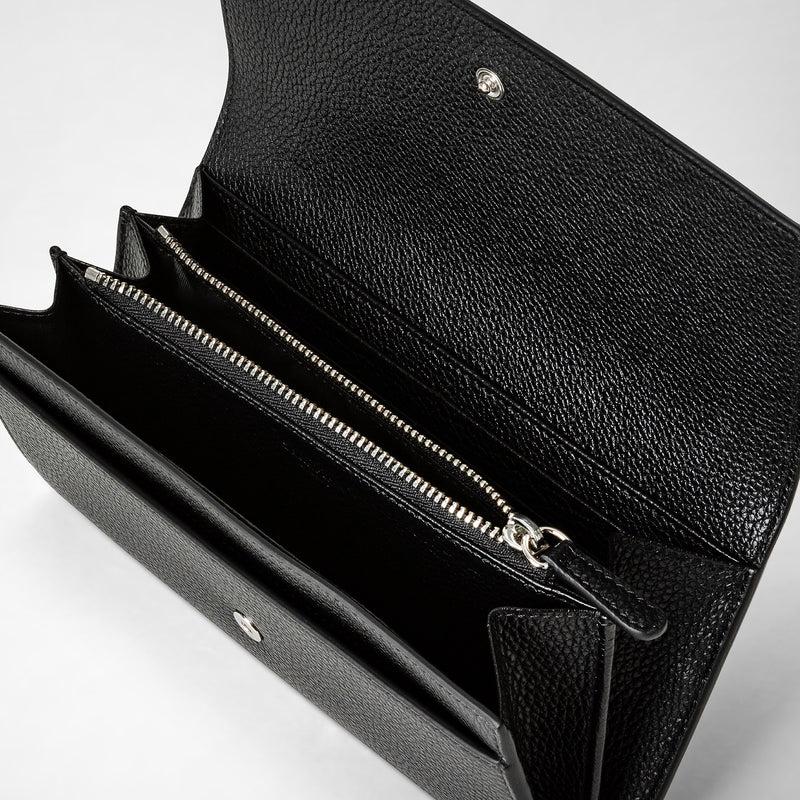 Serapian Portafoglio continental in pelle rugiada nero Bestseller