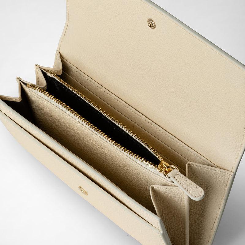 Serapian Portafoglio continental in pelle rugiada crema Liquidazione