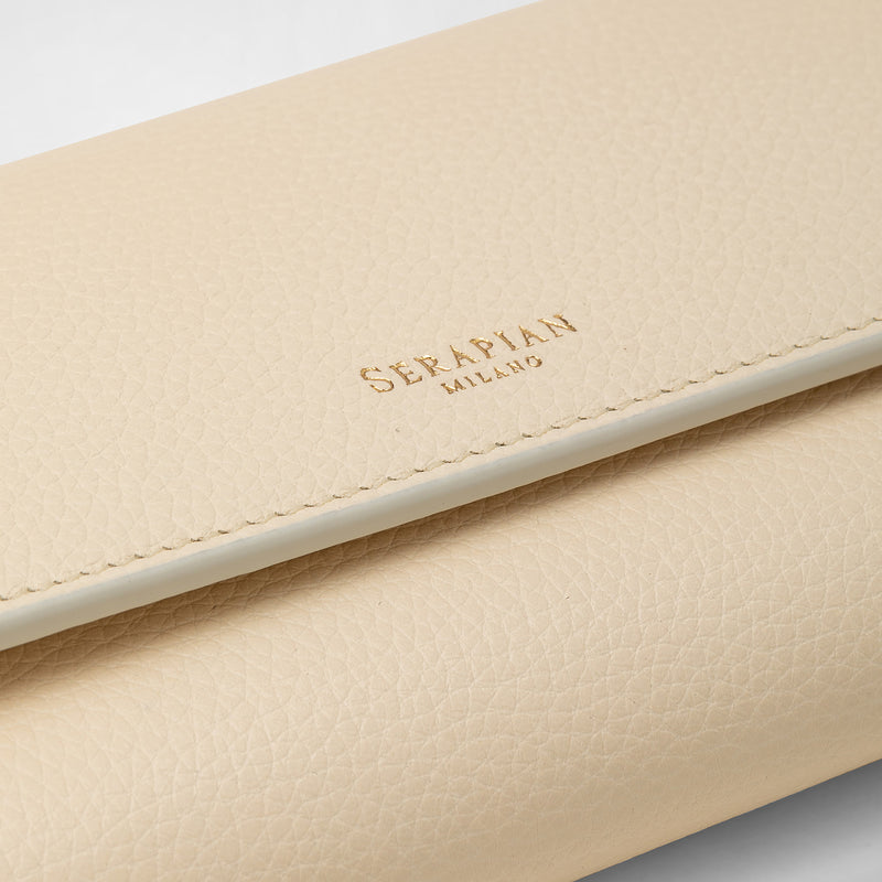 Serapian Portafoglio continental in pelle rugiada crema Liquidazione