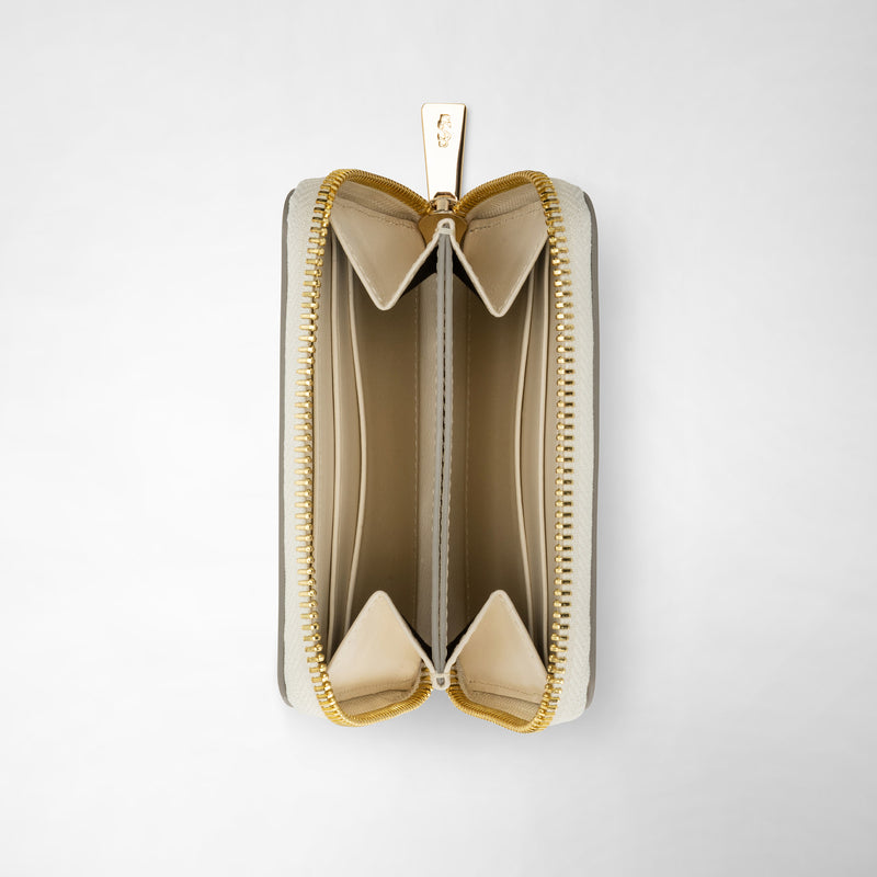 Serapian Small zip-around wallet in seta leather cream Offerta settimanale