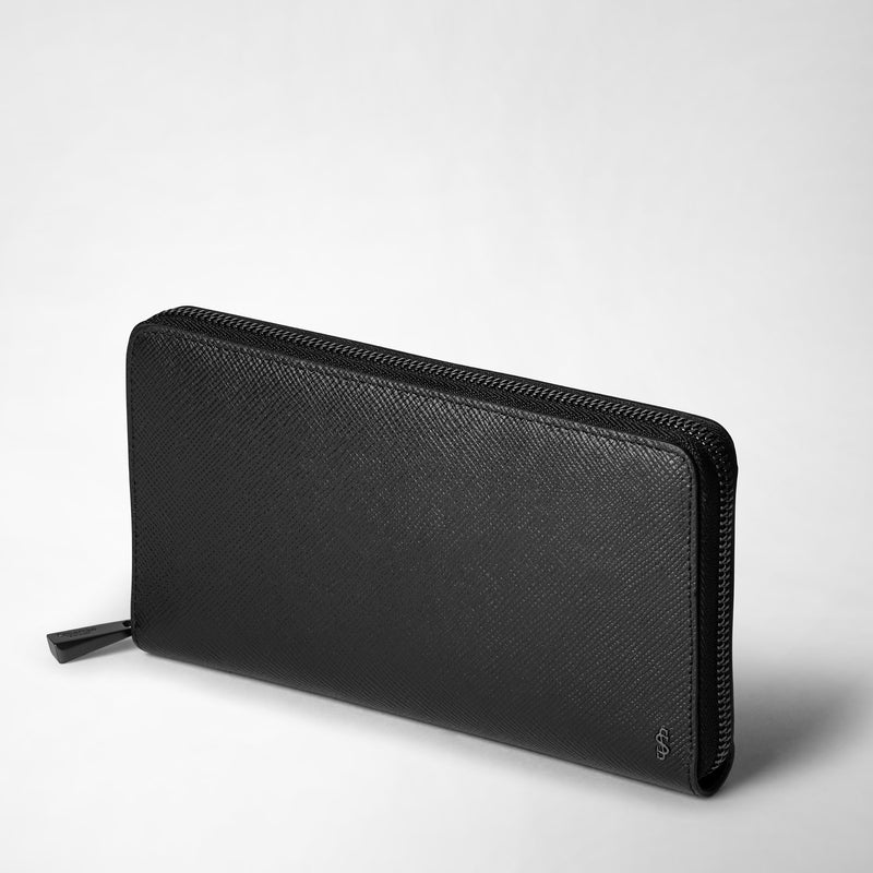 Serapian Zip-around wallet in evoluzione leather eclipse black Ultimi due giorni