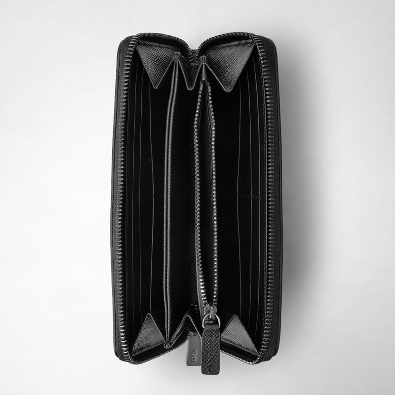 Serapian Zip-around wallet in evoluzione leather eclipse black Ultimi due giorni